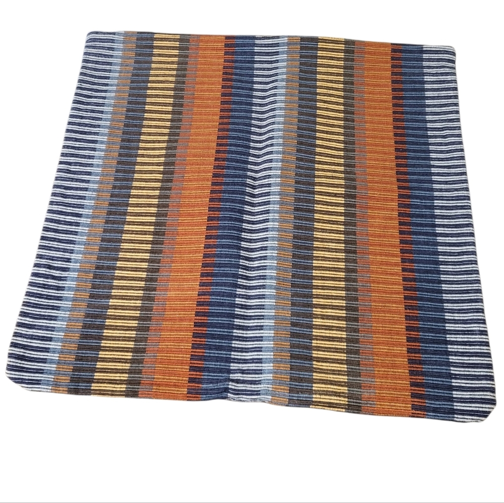 Crate & Barrel Cotton Chika Blue Striped Woven Set of 2 Pillow Covers 20x20 - Picture 2 of 10